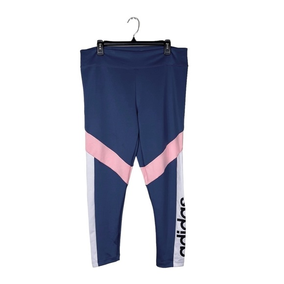 Adidas Designed 2 Move Colorblock Regular Rise 7/8 Tight Blue Pink Size XL - Picture 2 of 11